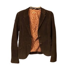 June Brown Leather Button Front Jacket